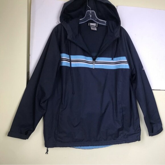 Reebok 1/2 Zipper Nylon Windbreaker Jacket Hood Mesh Pockets Drawcord Unisex XL - Picture 3 of 15